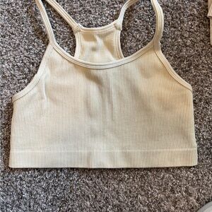 Mono B Cream Ribbed Tank Top